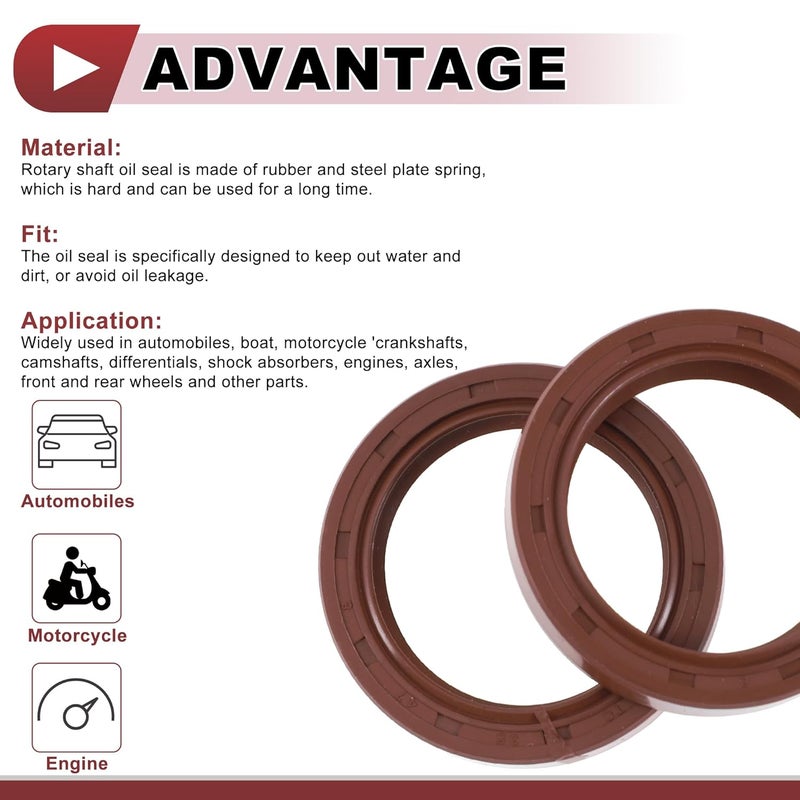 HEROFFIX Universal Oil Seal TC Seal Ring Rotary Shaft Seal 35x47x8mm High Pressure FKM Rubber Brown 2 Pcs - Image 4